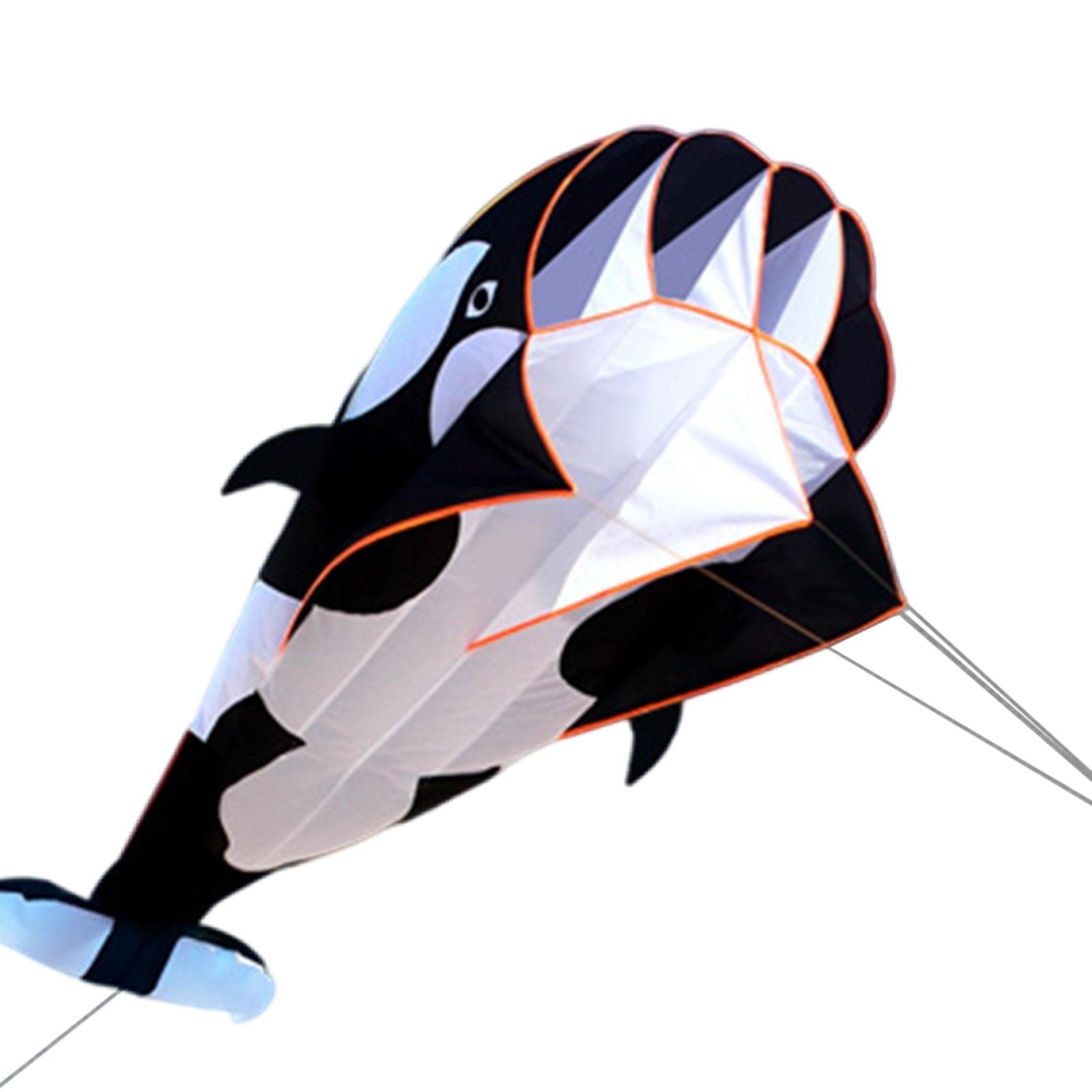 3D Baleine Tueur Souple Parafoil Outdoor Toy Polyester Adapté aux Sorties en Famille Loisirs des Enfants, Noir et Blanc