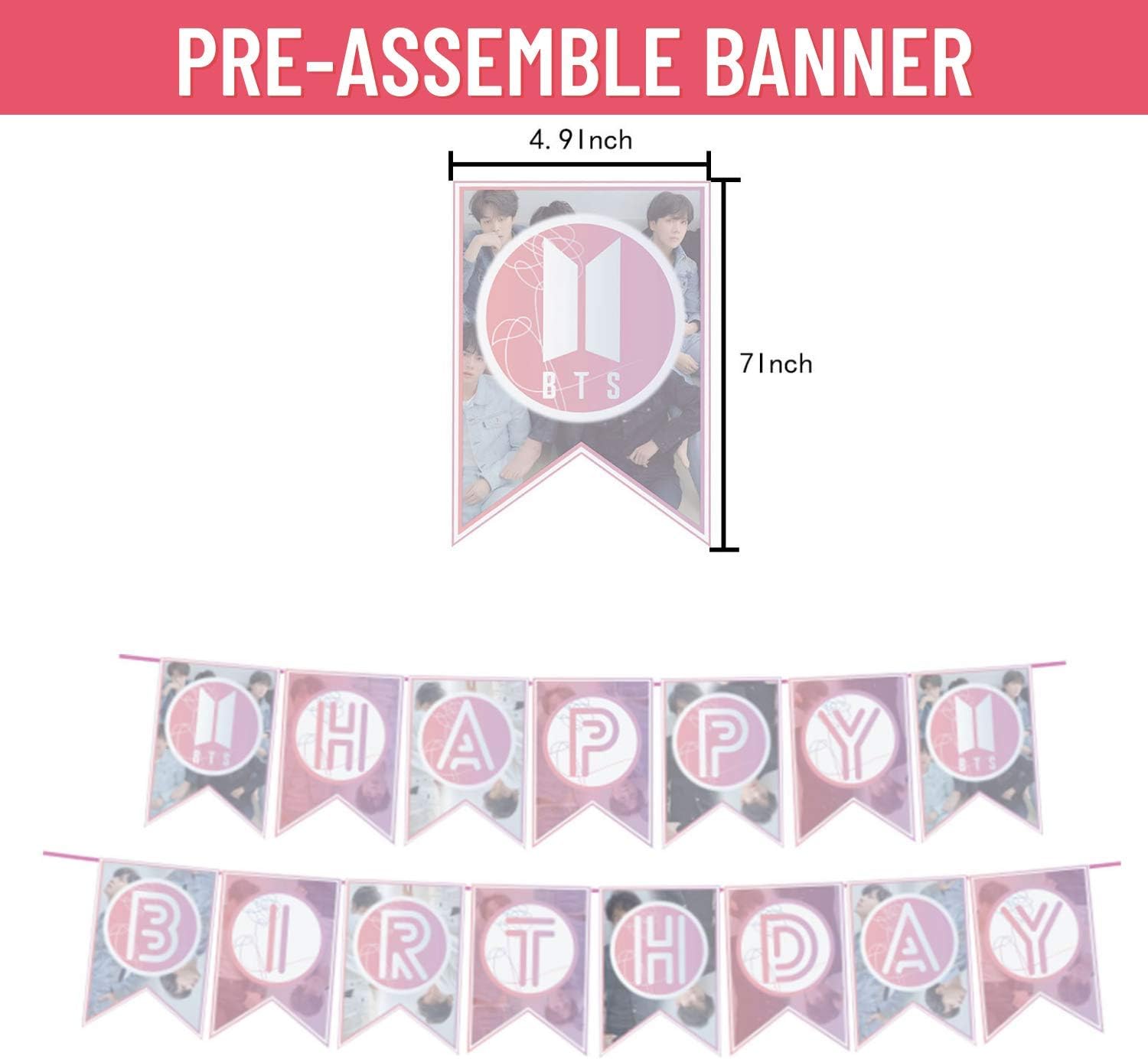 nelton birthday party supplies for bangtan boys includes banner cake topper 21 cupcake toppers 20 balloons for girl grocery gourmet food
