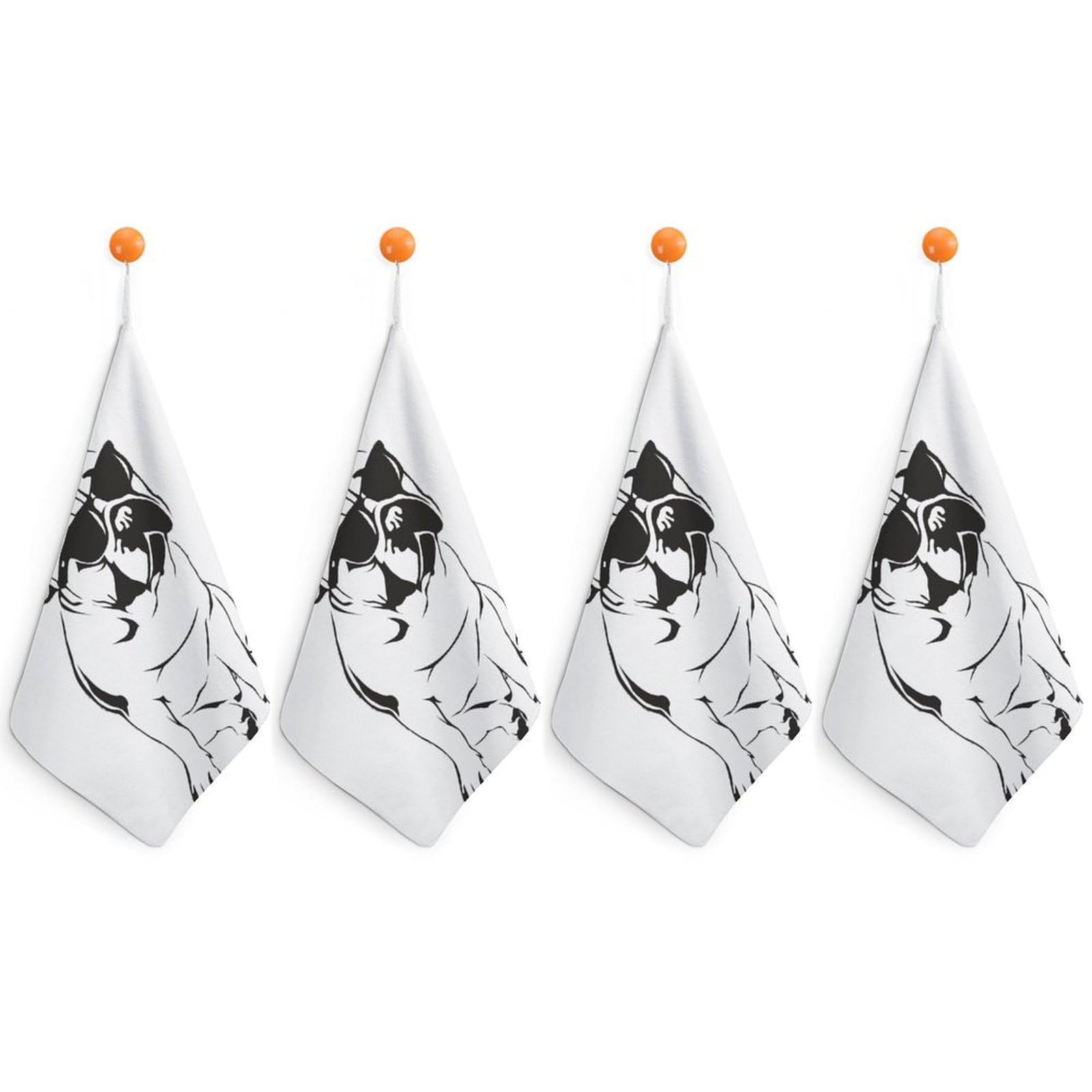 LEDFCVSU 4 Piece Hanging Hand Towels, French Bulldog Small Dry Hand Towel for Kitchen Bathroom