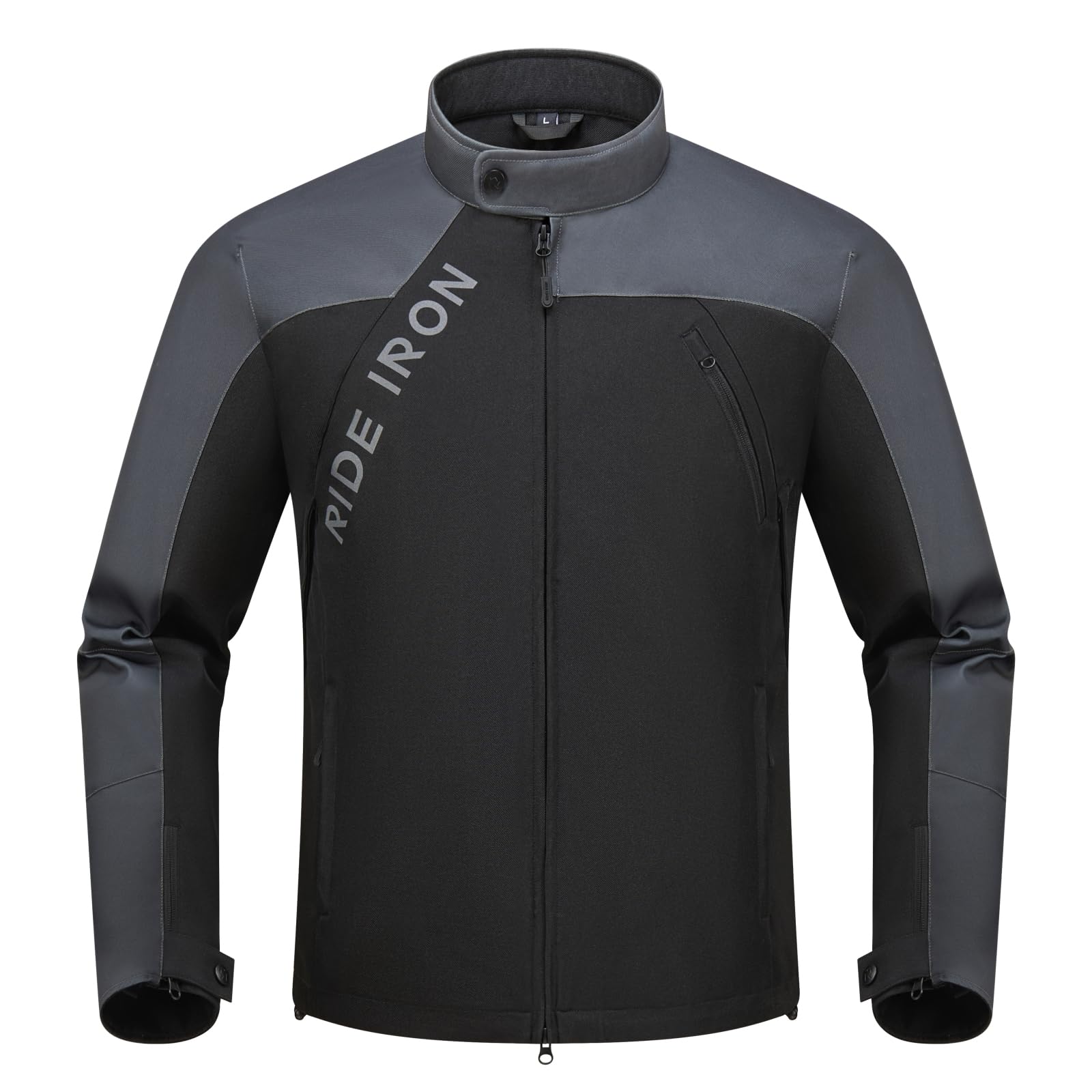 RIDEIRON Giacca Moto Uomo con Protezioni CE – Logo Riflettente, 4 Tasche, Ventilazione con Cerniere, Giacca Motociclista 4 Stagioni con Fodera Termica Rimovibile M-XXL