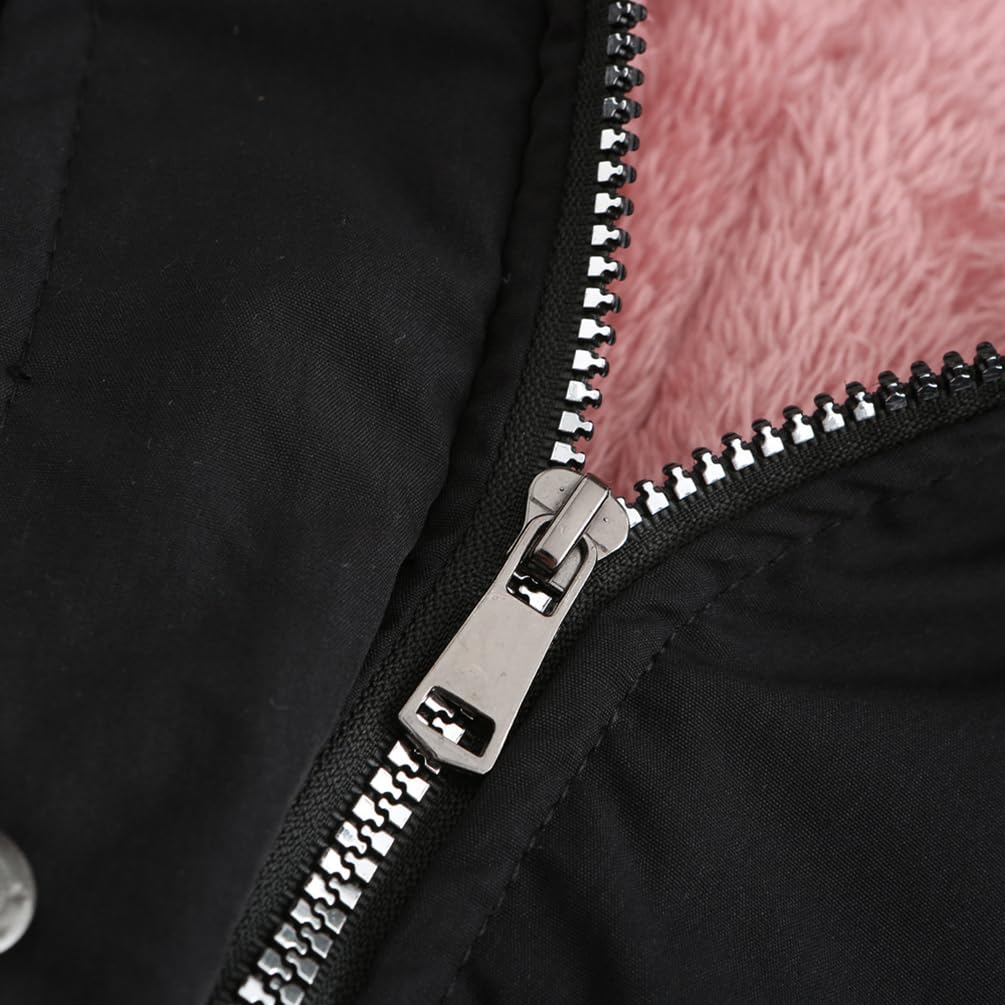 Płaszcze Parka Damskie Zimowe Termiczne Płaszcz Bawełniany Polar Długa Kurtka Z Kapturem Synthetic Futro Ciepła Kurtka Wiatroodporna Na Co Dzień Parka, Kolor czarny, 5XL