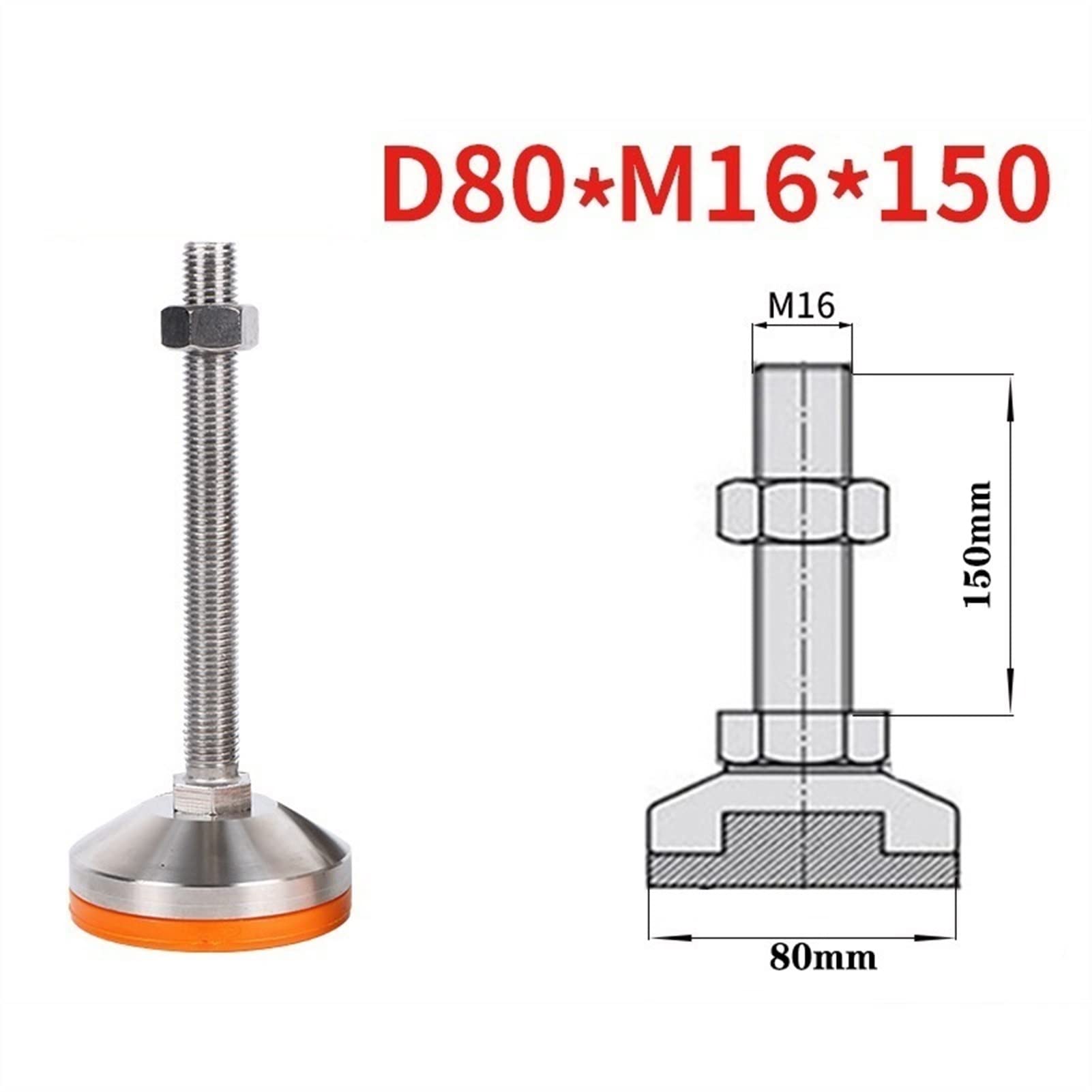 QUNINE Pies niveladores de Patas Ajustables con Rosca de 4 Piezas, niveladores de pies Ajustables para Trabajo Pesado para Equipos mecánicos de Muebles, pies niveladores de Acero Inoxidable 304 (D80)