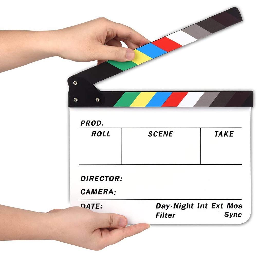 Wownect Acrylic Professional Events Party Directors Clapperboard for Studio Camera Photography Video Director Film Clapboard [Clapper Board Slate] [7inch x 8.5inch]