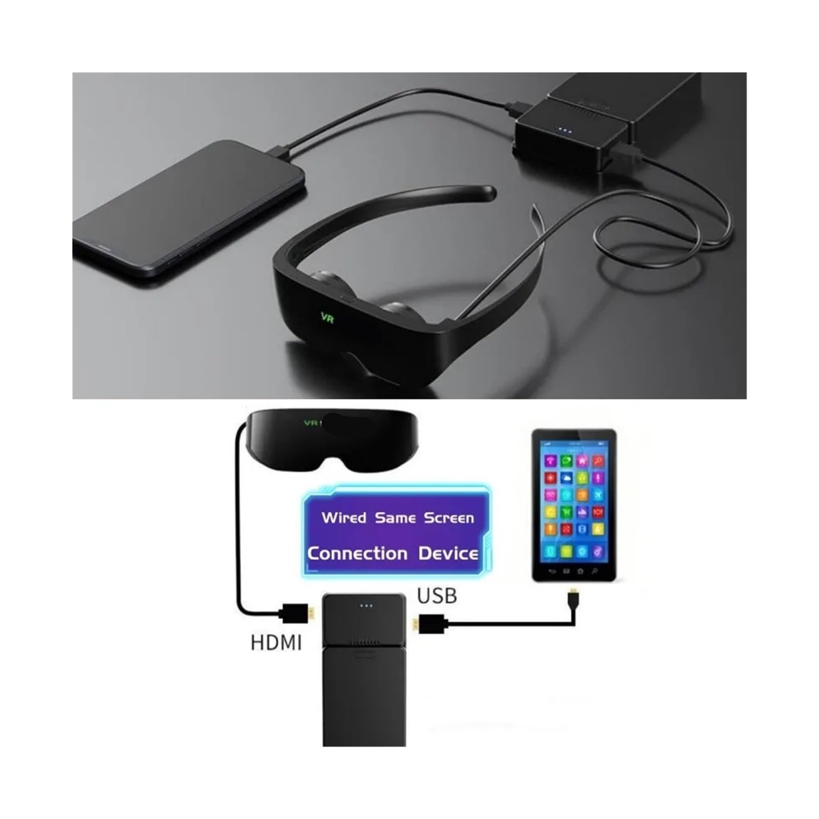 Gafas Inteligentes 3D de 20 m con Pantalla Gigante IMAX de 100 Pulgadas. Auriculares de Realidad Virtual con Sonido estéreo y Misma Pantalla for Cine. Compatibles con Smartphones y PC.