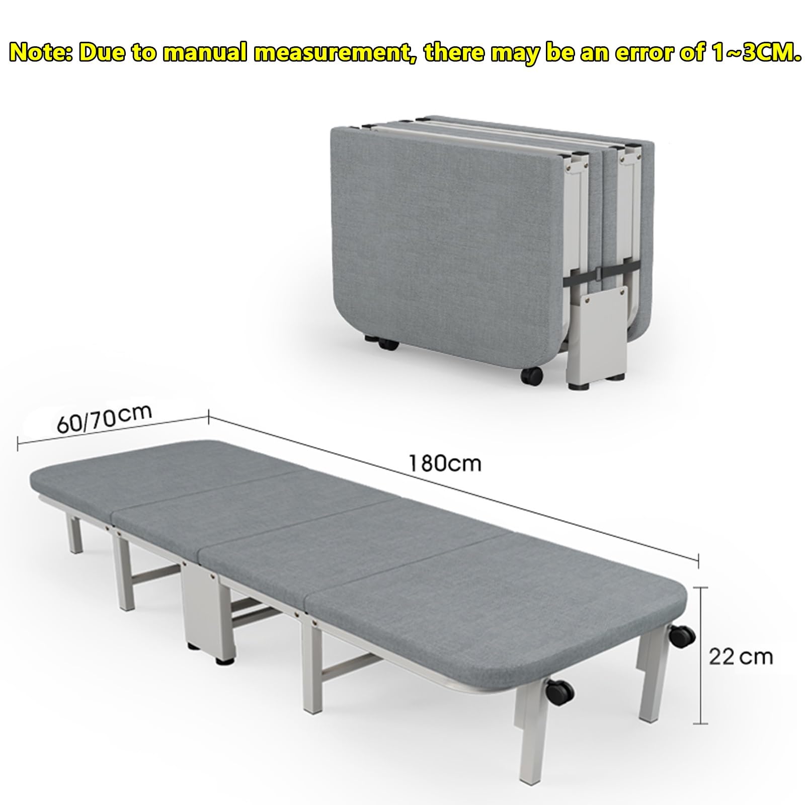 Feldbett mit Matratze Campingbett Klappbar Gästebett Upgraded Feldbett Klappbar mit Auflage für Erwachsene Platz Sparen Einstellbare Neigungshöhe für Camping Garten Innen Outdoor(180x60CM)