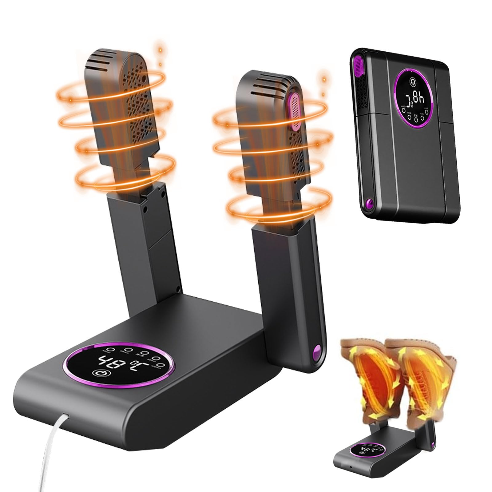 Schuhtrockner, Faltbares Design Schuhtrockner Elektrisch Mit Smart-Timer, Schuhtrockner Antibakteriell Beseitigen Sie Effektiv Gerüche