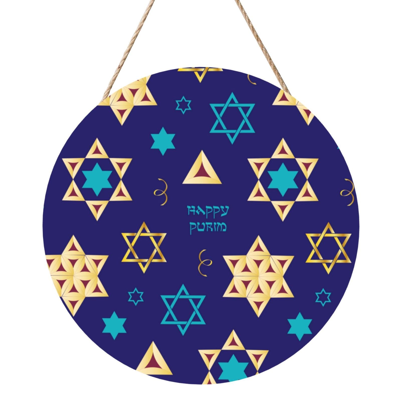 Happy Purim Day Jewish Carnival Door Signs Plaques Wood Welcome Sign For Front Door Wall Hanging For Home Farmhouse Office Classroom Party Decoration