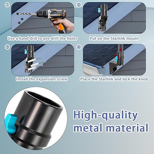 Miniatura 4 de Starlink - Soporte de pared corto Starlink, kit de montaje Starlink, montaje en poste Starlink, montaje en techo Starlink, para Starlink Internet