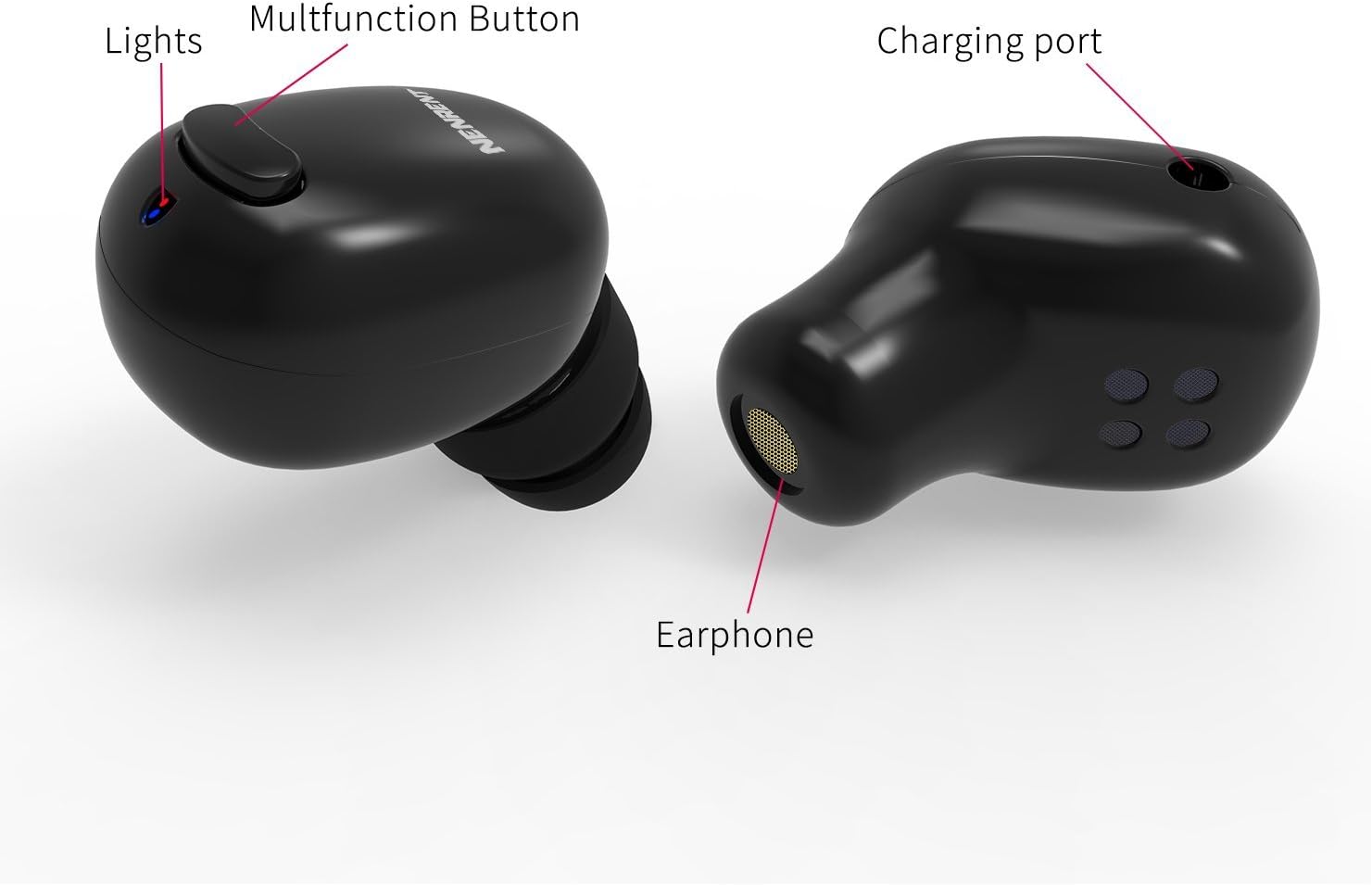 NENRENT S570 Single Wireless Earbud,Smallest Mini Invisible Wireless Wireless Earpiece Headset Headphone Earphone with Mic Hands-Free Calls for iPhone iPad Samsung LG Other Smartphones 1pcs (Black)…