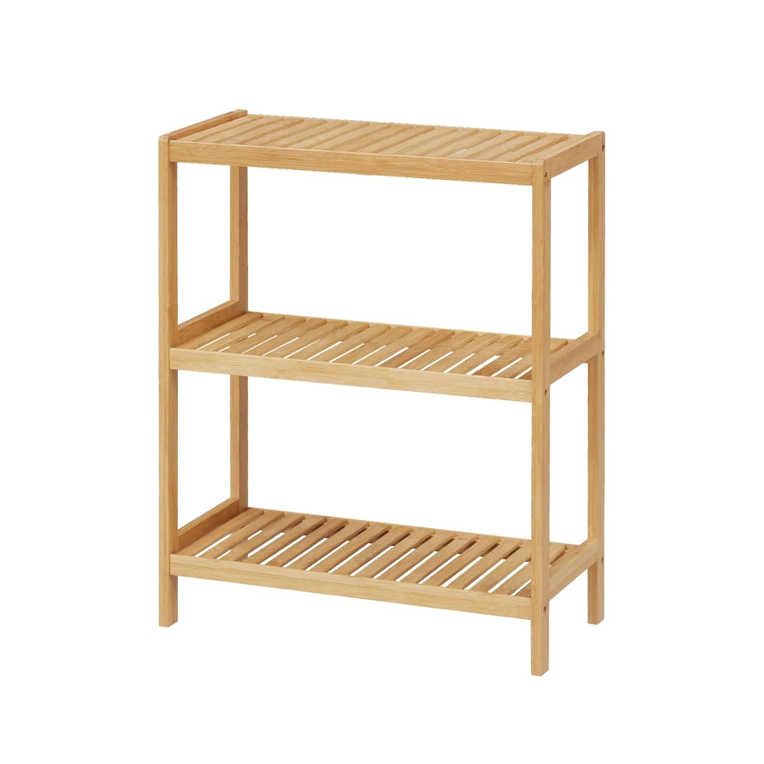Bamboo Bathroom Shelf, Stand Utility Storage Shelf Multifunctional Bathroom Kitchen Living Room Holder Plant Flower Stand (3-Tier)
