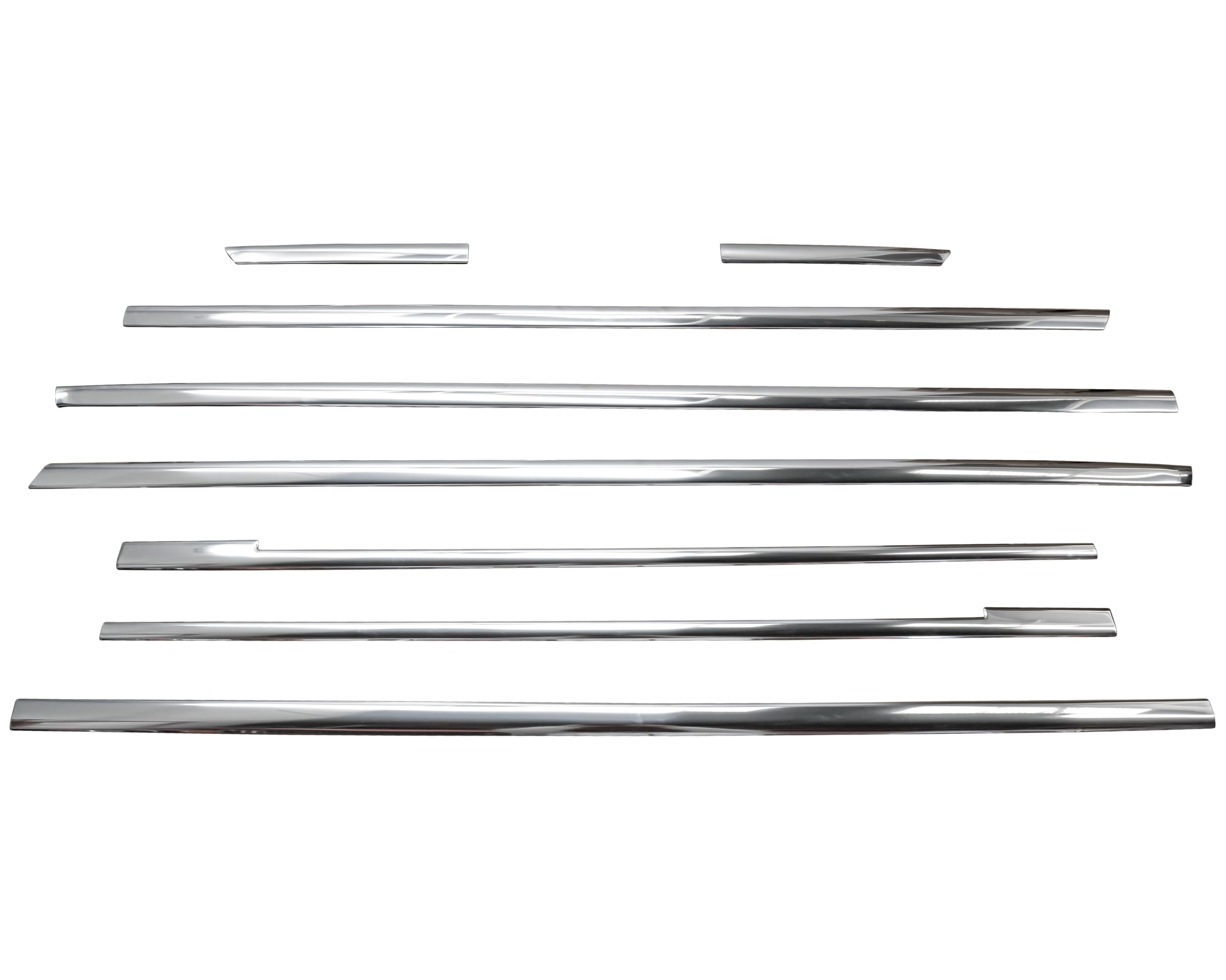 RECAMBO Baguettes de fenêtre en acier inoxydable chromé pour Mercedes Classe V Vito W447 long à partir de 2014, deux portes coulissantes – Forme profilée – Inoxydable – Résistant aux intempéries