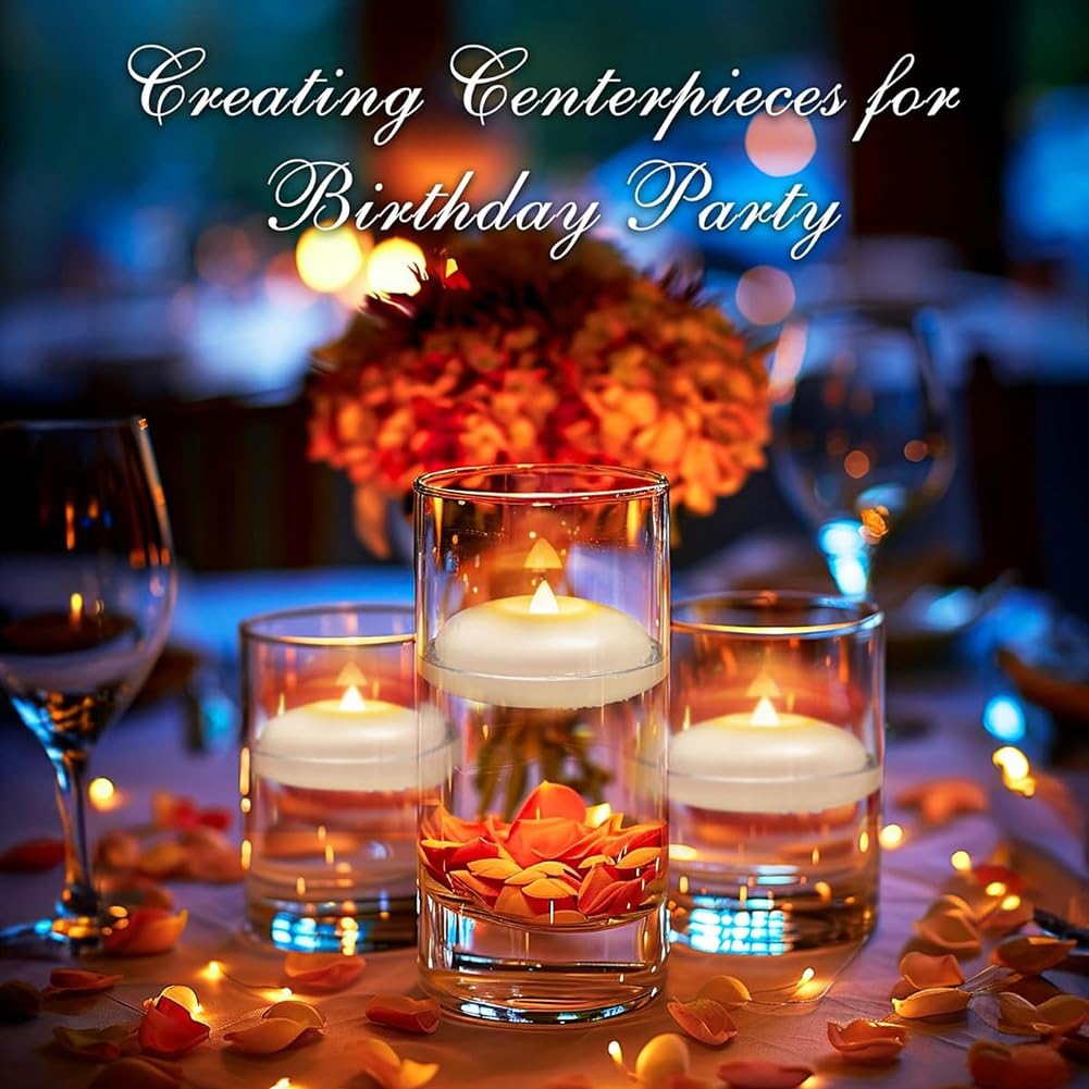 24 Confezione di 3" Candele Galleggianti A LED Impermeabili Tealights per Vasi Cilindrici, Decorazioni da Matrimonio