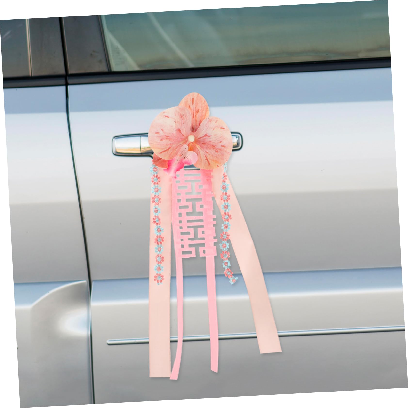 Décorations De Voiture De Mariage Fleurs Artificielles avec Accents Ruban pour Poignées De Voiture Et Ornements Embellissements Floraux Nuptiale