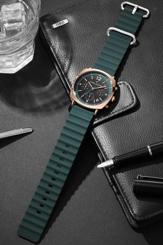 Image of Daniel Hechter Paris Cluny Collection Multifunction Watch for Men with Round Dial, Date Display Function, Quartz Movement and Wavy Pattern Silicon Strap - DHM1019