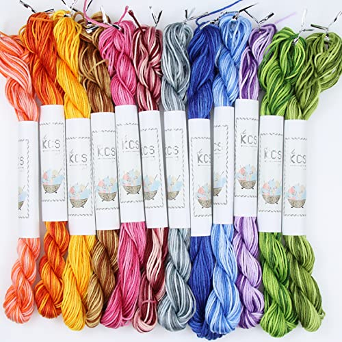 Image of KCS Big skeins of 25 Meters Size 25 Color Variegated Cross Stitch Stranded Threads,12 skeins,03