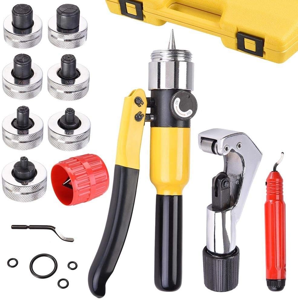 Swage Pipe Expanding Kit Hydraulic Tube Expander Tool Swaging 7 Lever Tubing HVAC Tool w/Case