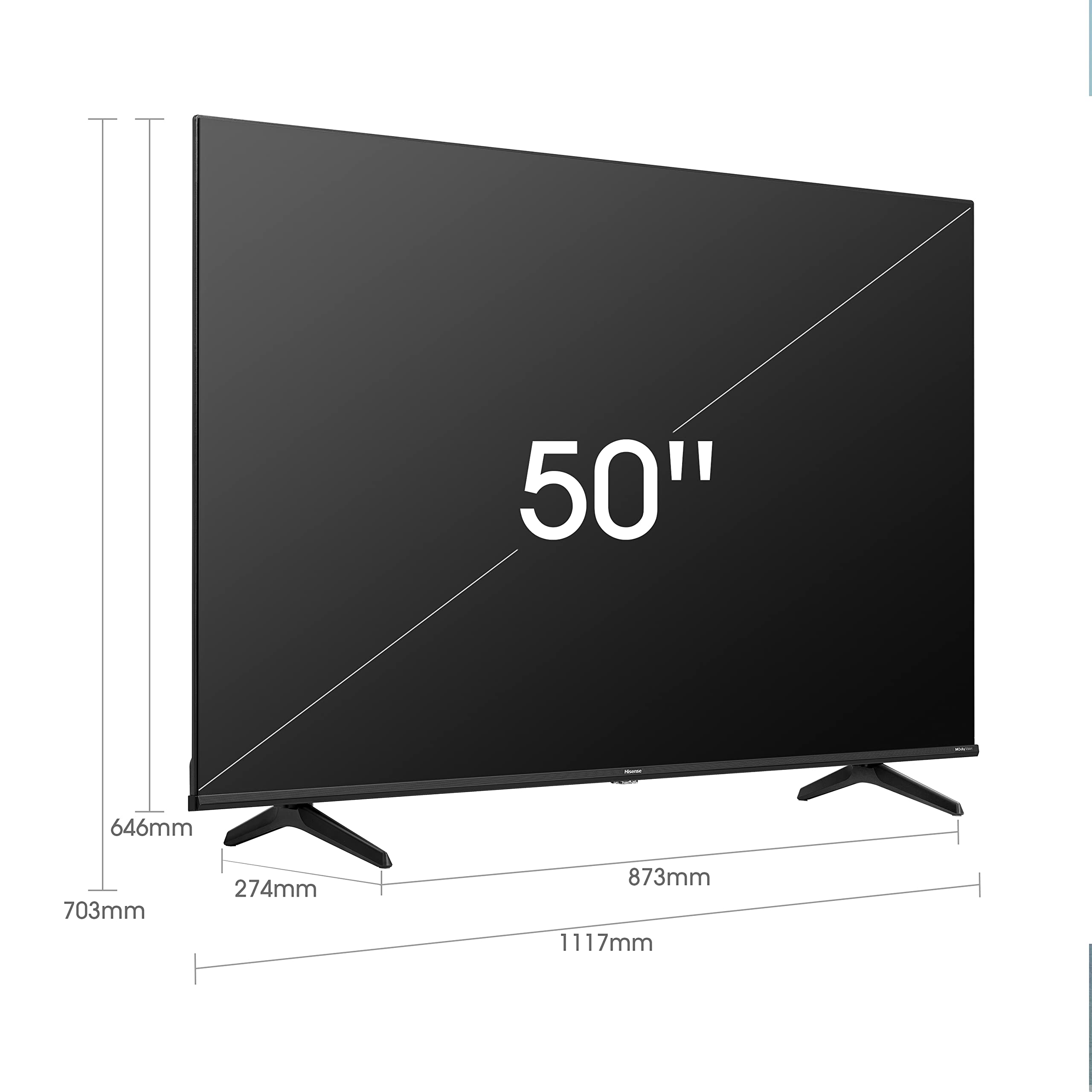 Hisense 50" QLED UHD 50E78HQ, Smart TV VIDAA 5.0, HDR Dolby Vision, VA, Controlli vocali Alexa, Tuner DVB-T2/S2 HEVC 10, lativù 4K, Nero, 50"