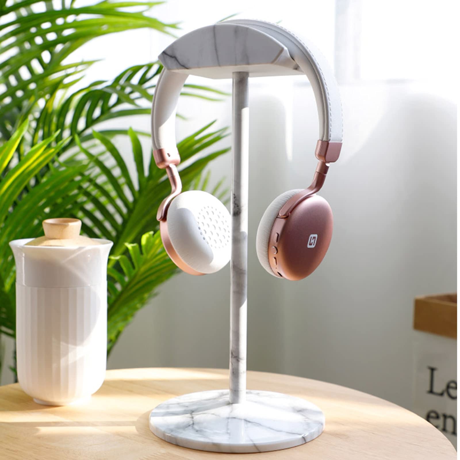 Supporto per Cuffie, Gancio per Cuffie, Appendiabiti per Cuffie, Supporto in Metallo Creativo con Finitura Effetto Noce, Ampia compatibilità
