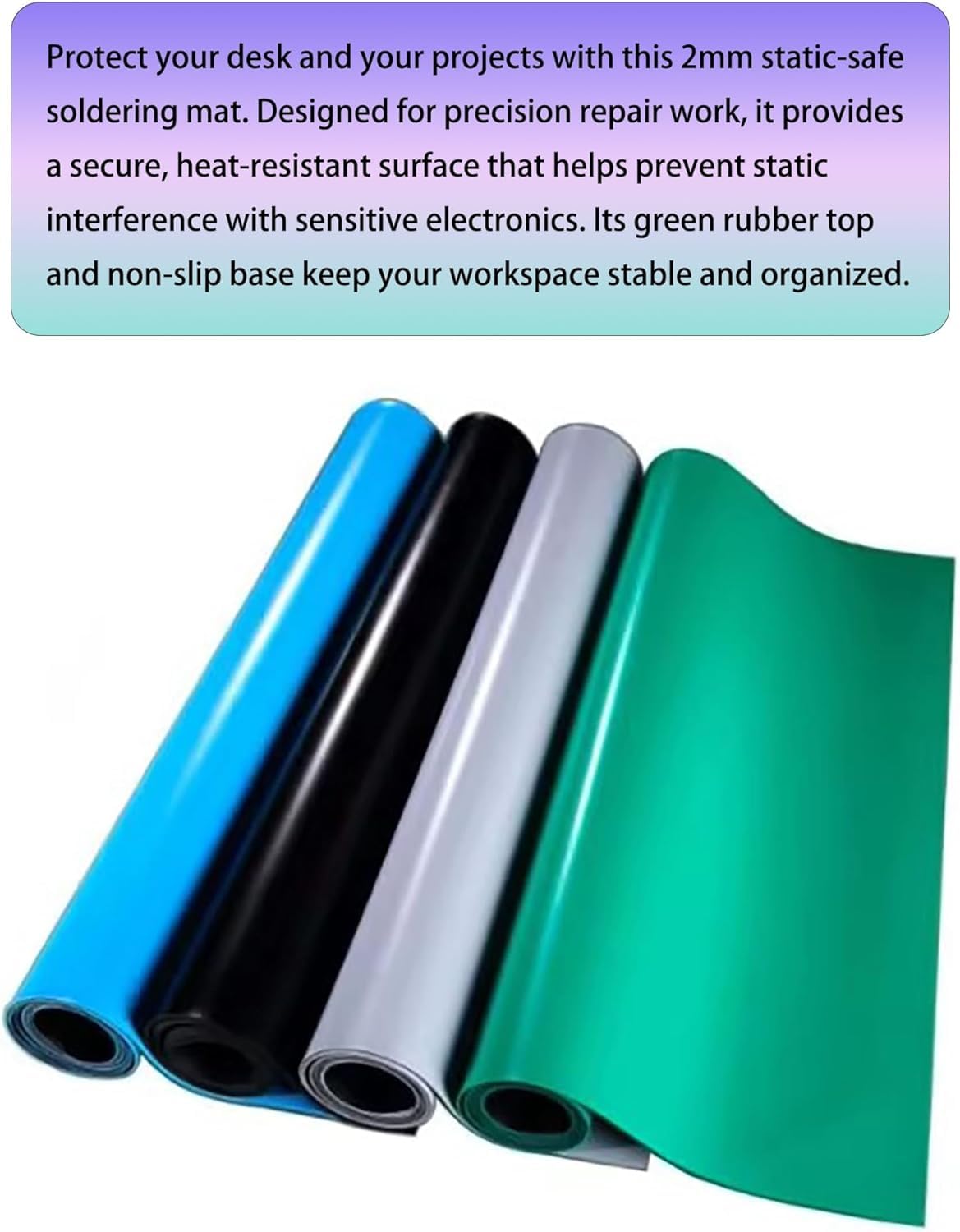 Estera de soldadura de silicona antiestática | Superficie de trabajo resistente al calor for reparación y montaje de productos electrónicos(39.4x94.5in/100x240cm)