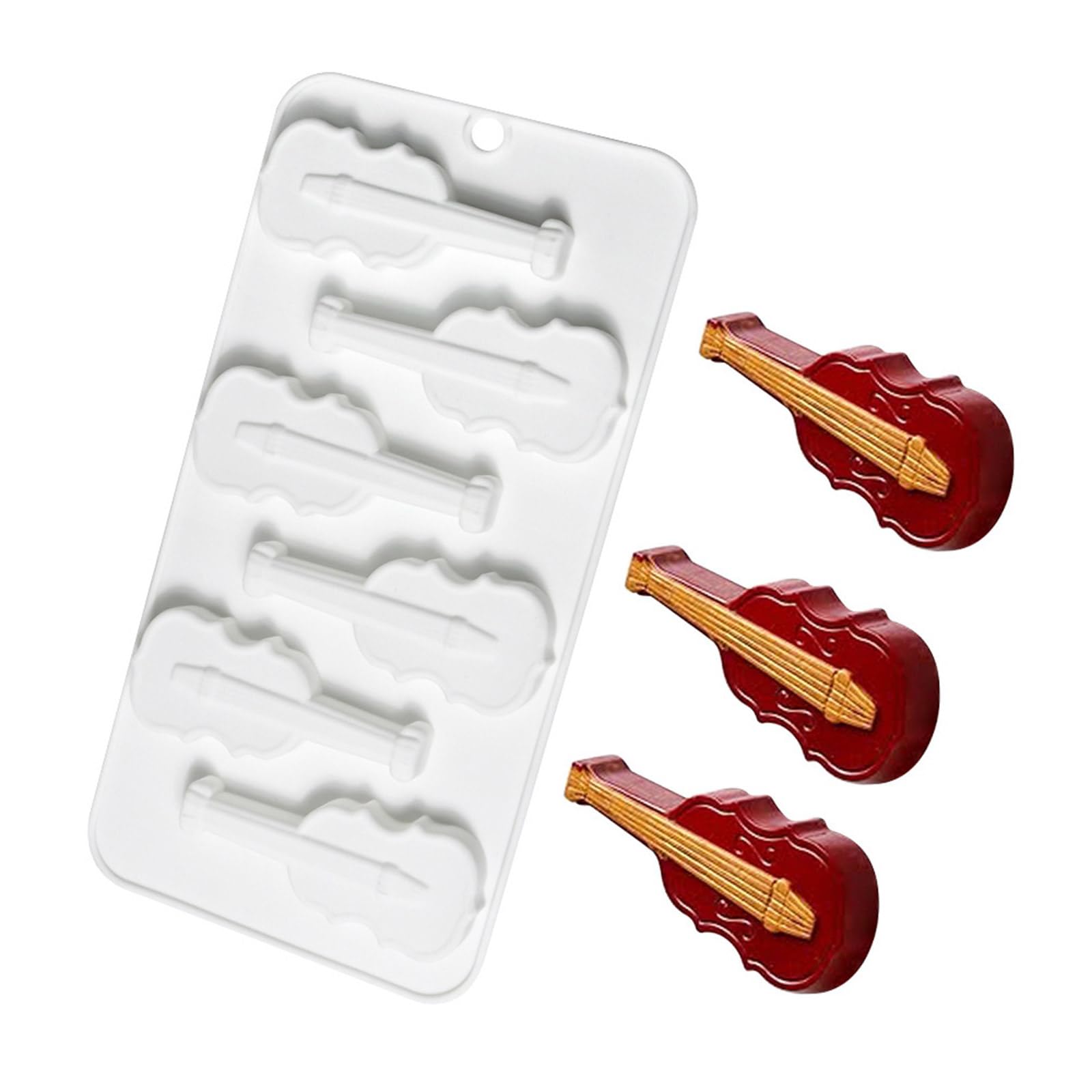 MICFENY 6 Holes Violin Silicone Dessert Mould Puddings Chocolate Mousses Mold Portable Cake Decorating Tool Kitchen Accessories