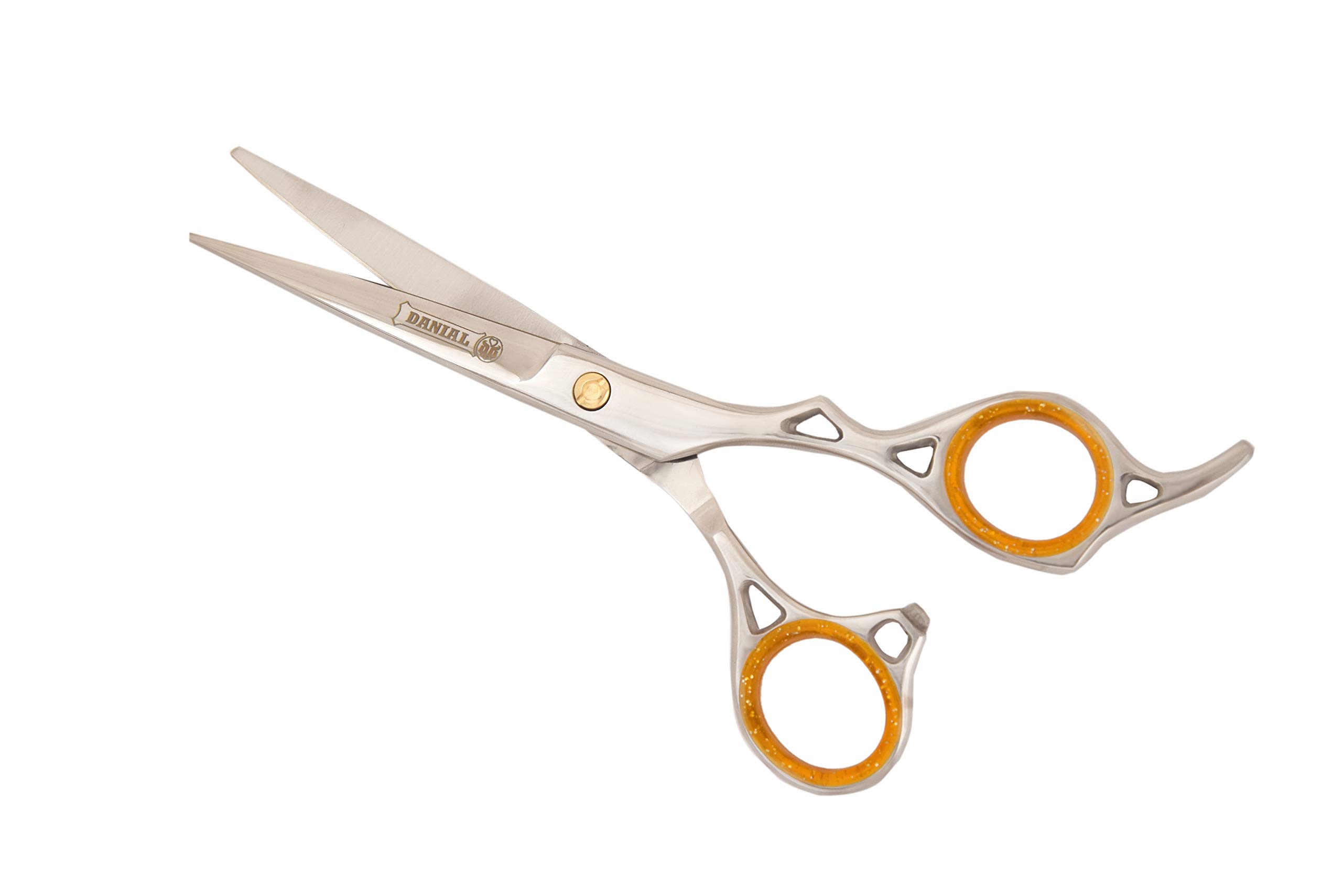 DANIAL HIGH CARBON SERIES 5 HOLES SCISSORS for Hair Cutting Scissors for Men Women Professional Salon Barber Exclusive Hair Cutting Trimming Scissors Home Hair Cutting Tools Stainless Steel Pack of 1 (Golden & Silver)