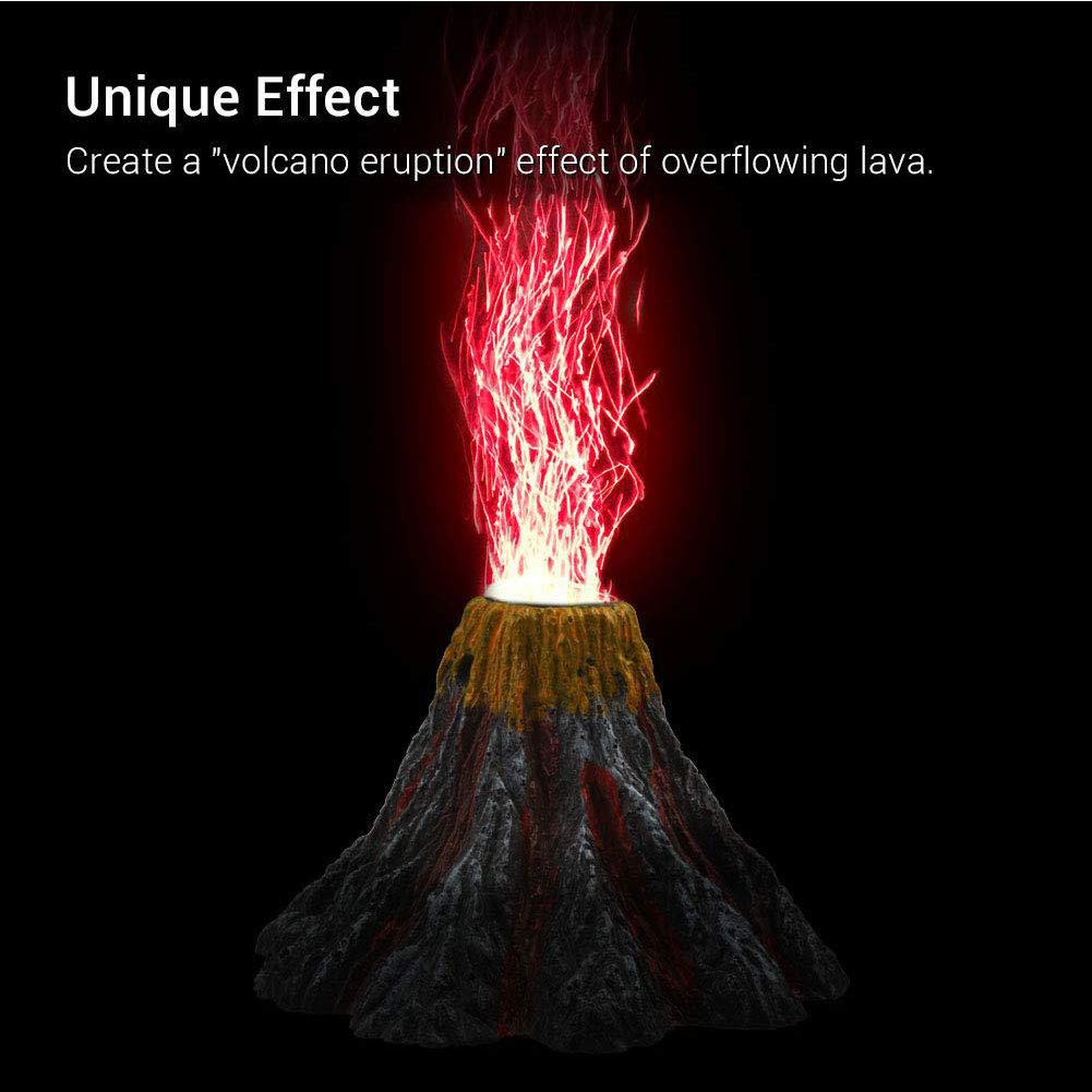 NANANA Vulcano Acquario Resina Aquarium Ornament Kit, Decorazioni a Gorgogliatore d'Aria per Acquario, Ossigenatore per Acquario, Luce LED per Acquario[15X15x9.5CM]