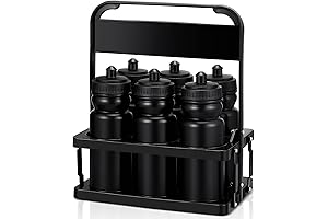 Sports Water Bottle Carrier with Pack of 6 Wide Mouth 20 oz BPA Free Bottles
