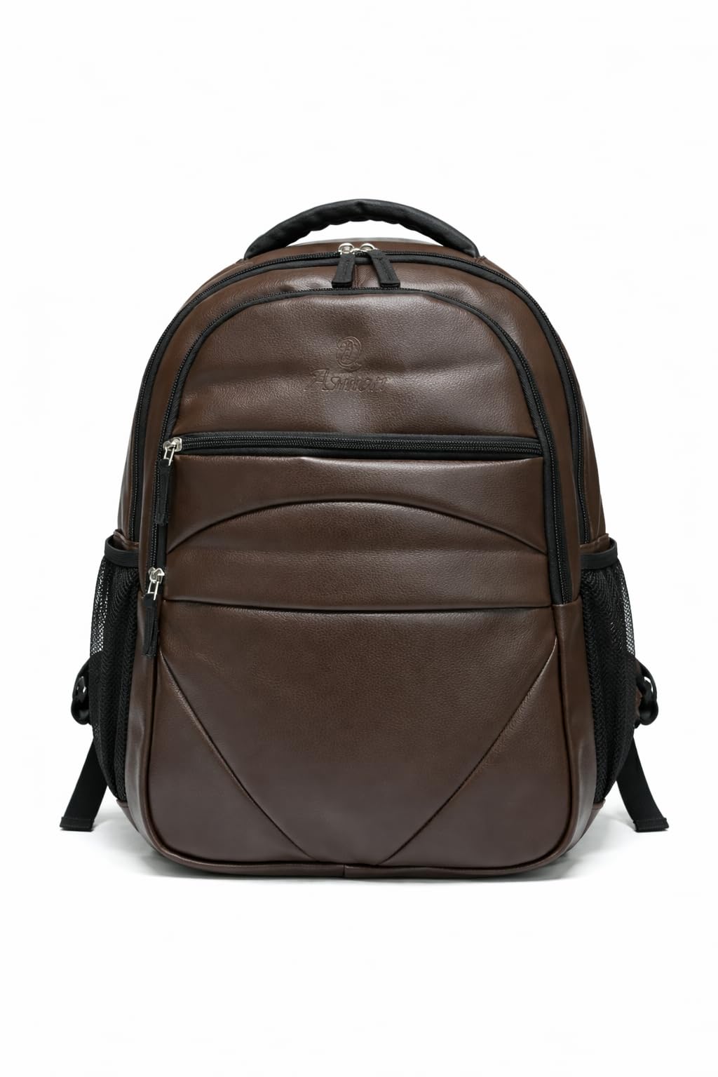 Brown PU Leather Backpack, Multi-Pocket, Laptop Backpack Bag for Travel and College School Bag-image-26