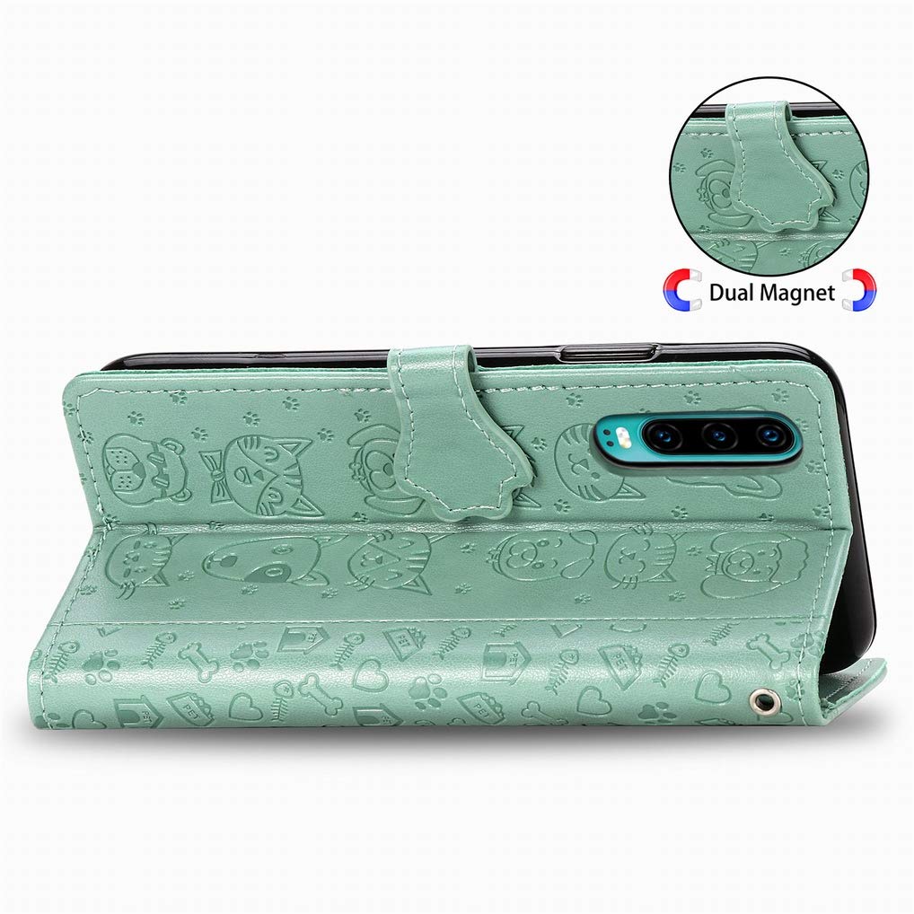 Yiizy Custodie per Huawei P30 ELE-L29 Cover, Cani e Gatti Stile PU Pelle Portafoglio Cover per Huawei P30 ProSilicone TPU Morbido Carte, Funzione Stand, Magnetica Protettivo (Blu