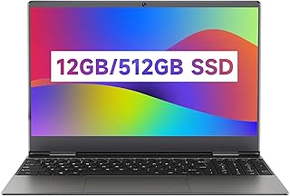 Bmax Laptop 15.6", 12GB DDR4 RAM 512GB SSD, Intel Celeron N5095 Quad Core Processor (up to 2.9GHz), 2K FHD IPS Display, Gaming Laptop Thin Traditional Computers Expandable 1TB SSD