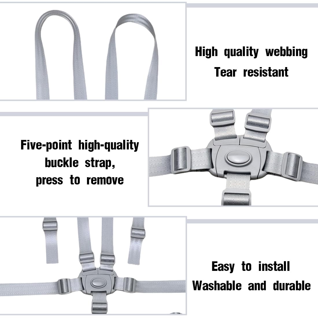 1Pcs Cinture Universali per Seggiolone Cinghie per Seggiolone a 5 Punti, Regolabile Cintura di Sicurezza per Bambini per Seggiolino Cinghie Passeggini per cinghie seggiolone