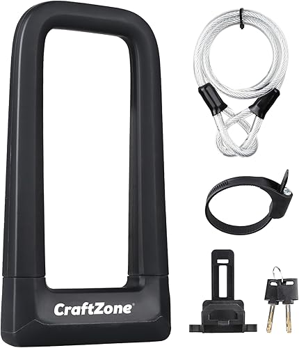 Candado para bicicleta en U, resistente antirrobo con cable de 4 pies y grillete de 0.669 in, cerraduras de bicicleta con 2 llaves de latón macizo