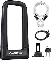 Cadeado de bicicleta em U, cadeado antifurto resistente com cabo de 1,2 m e manilha de 17 mm, travas de bicicleta com 2 chaves de latão sólido para estrada, montanha, dobrável