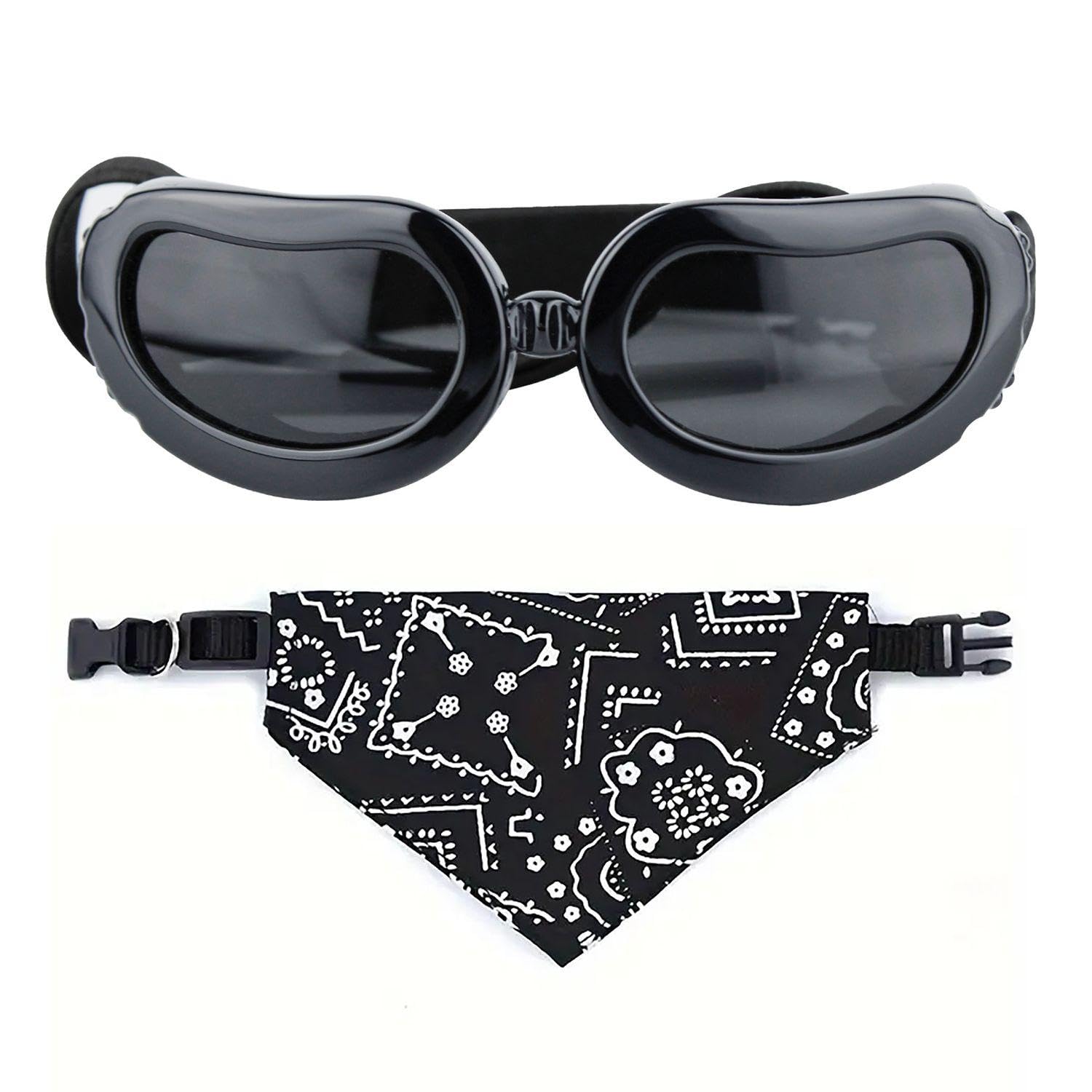 1 Occhiali per Cani di Piccola Taglia E 1 Bandana per Cani, Occhiali Regolabili, Accessori per Animali Domestici, Occhiali da Sole per Cani, Accessori per Bende per Animali Domestici