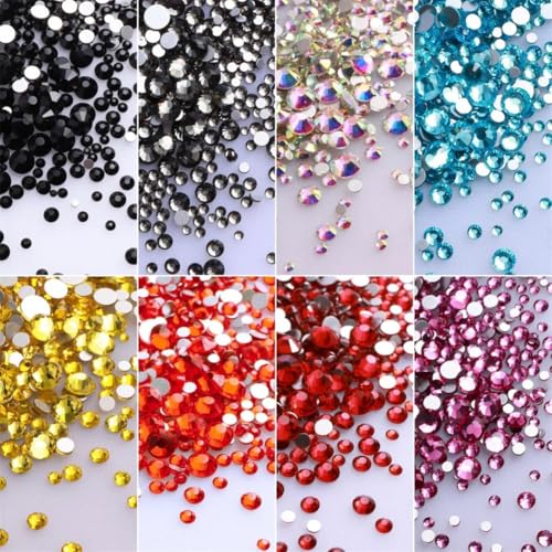 1440 Pieces Mix Size SS3-SS20 Glass Flat Back Rhinestones Glitter Diamond Non For Nail Art Clothes Phone Decoration2