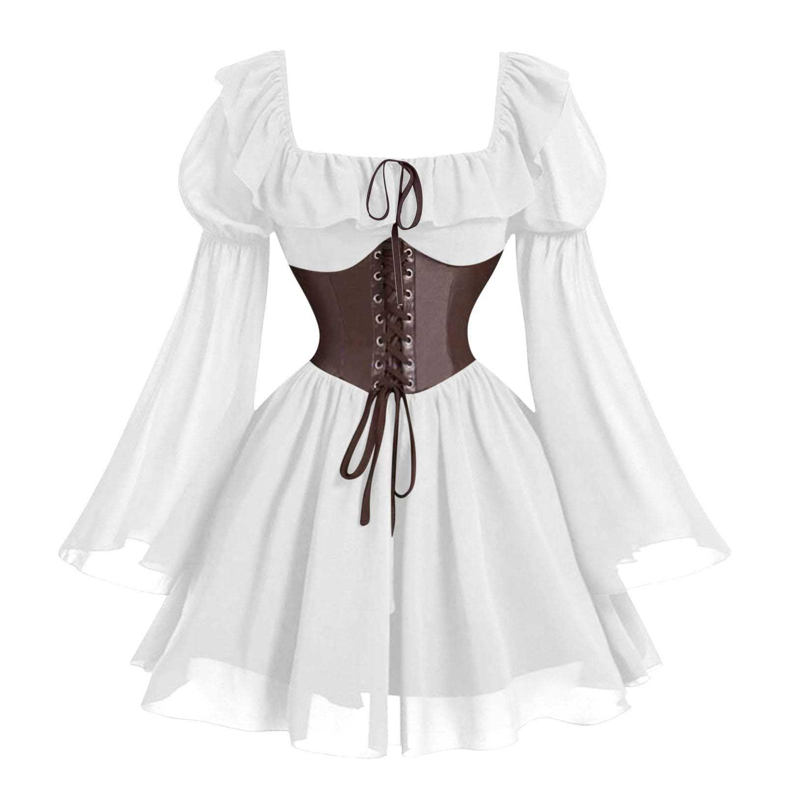 Generisch 2026 Verano Elegante Vestido Medieval con Mangas Abombadas para Cosplay Histórico Fiesta de Disfraces de Halloween