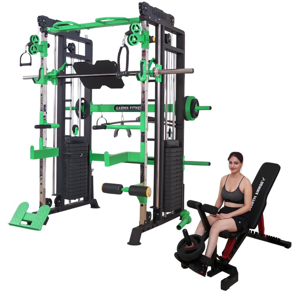 GAMMA FITNESS Home Gym Setup FTS- 101 Multi Gym Fuctional Trainer with Adjustable Leg Curl & Extension Bench MB-400-picture-24