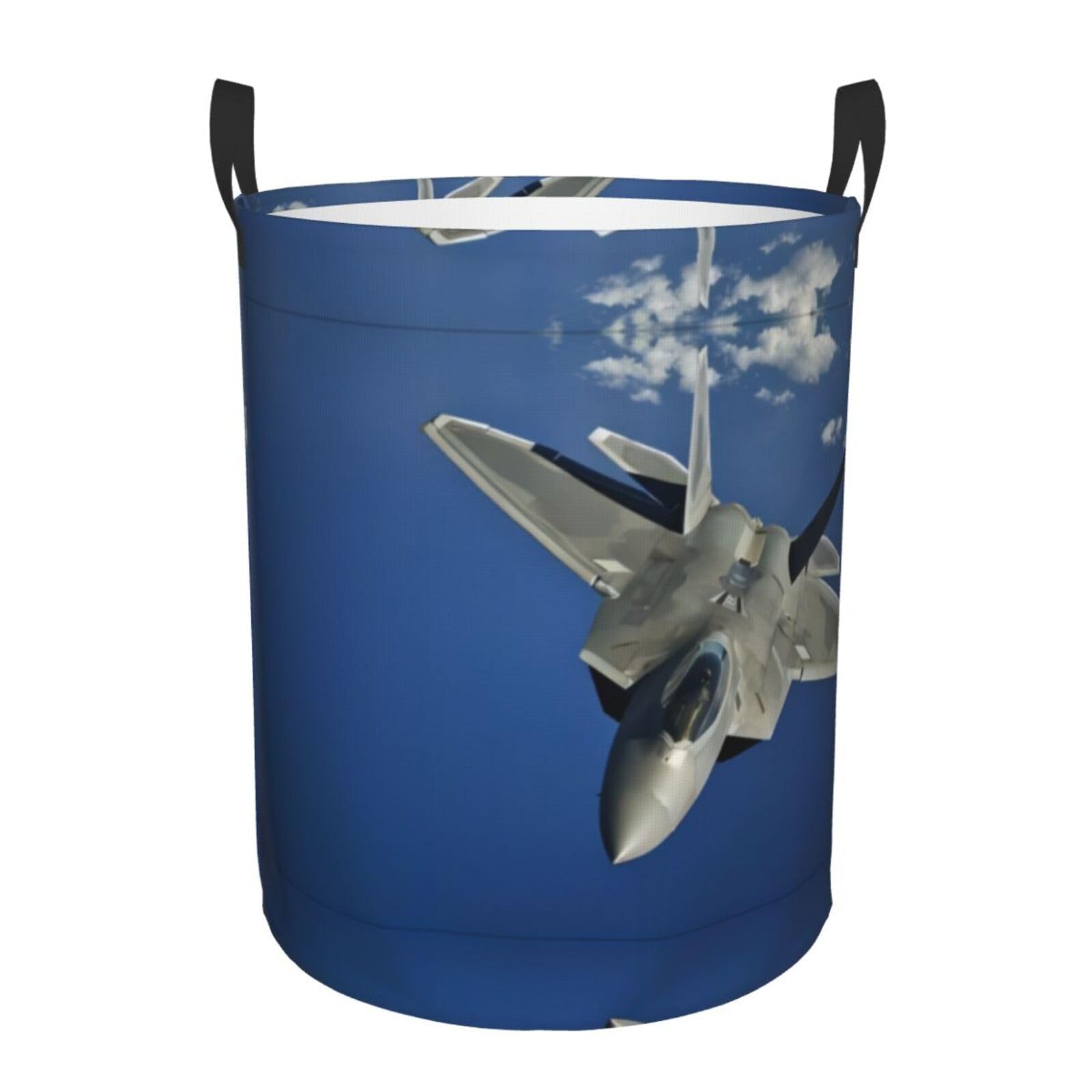 S Circular Hamper Flying Airplane Print Storage Basket for Home