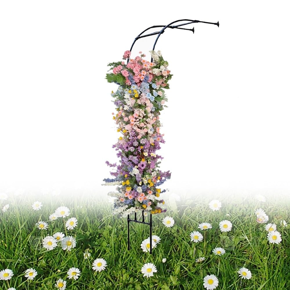 Arche de jardin en métal noir 150x240cm demi-tonnelle pour plantes grimpantes et terrasse