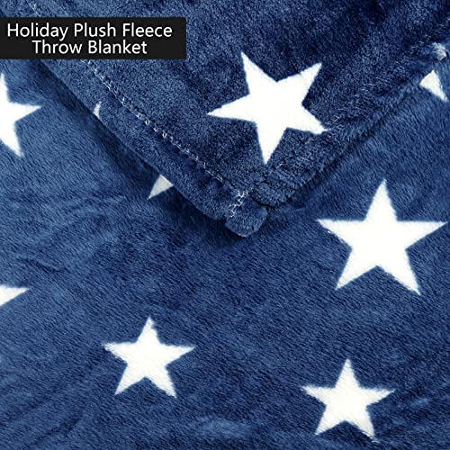 Vigorspring Super Soft Throw Blanket - Navy Star Throw Cozy Large Fleece Blanket For Kids - All Seasons Microfibre Plush Throw Boy Blanket- 50X70 Inch #TOP2