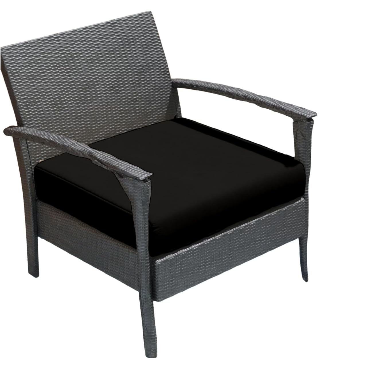 Crescent Textile Outdoor Rattan Chair Seat Pads Cushion Pad Waterproof Material for Garden Furniture Kitchen Dining Living Room Patio Office Coffee Shop Seat Pads (Black, 60 X 60 X 5cm)