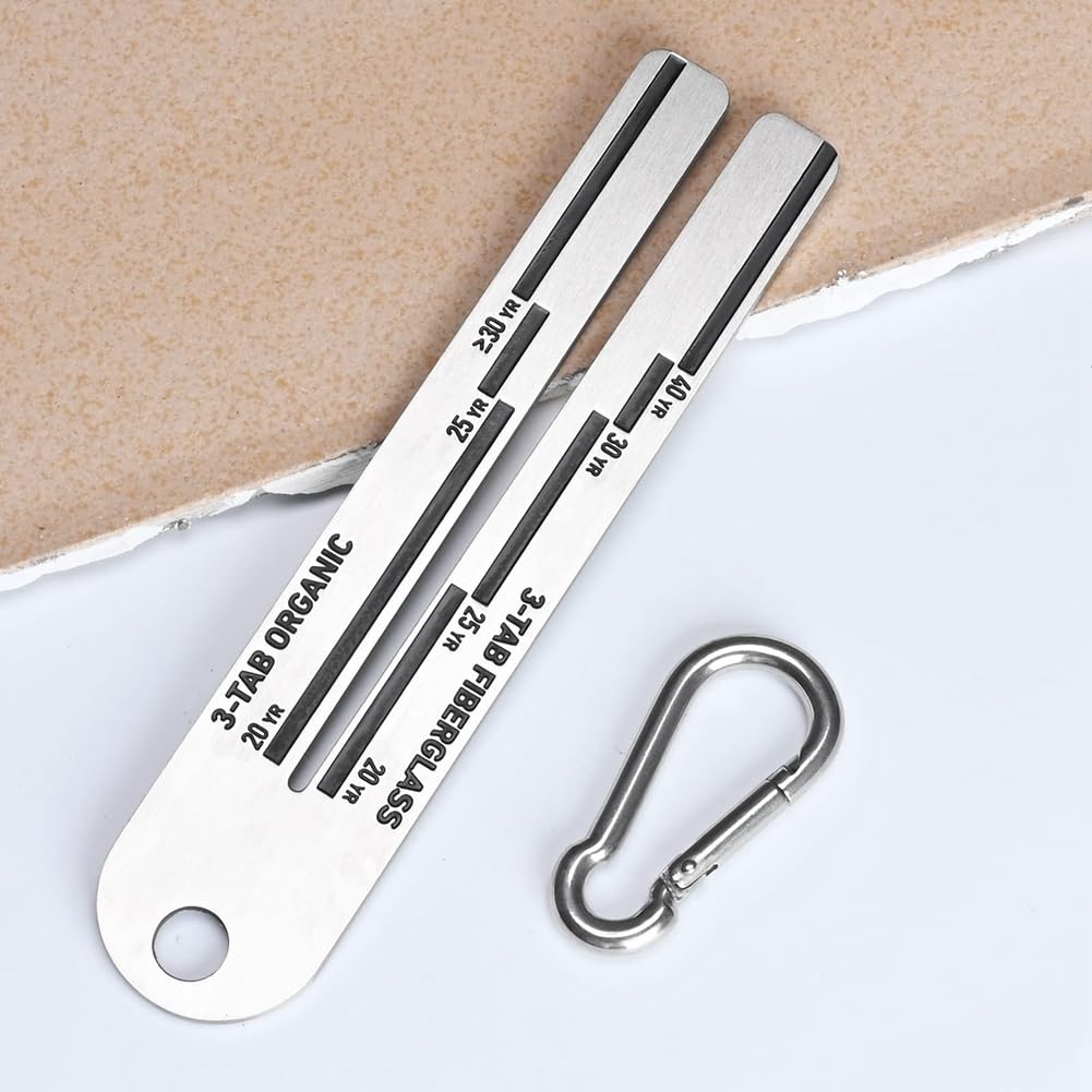 Calibro Per Tegole 4/09, Set Da 2 Con Moschettone E Righello 12,7cm, Acciaio Inox, Misura Spessore Ghiaia Tetti - 5