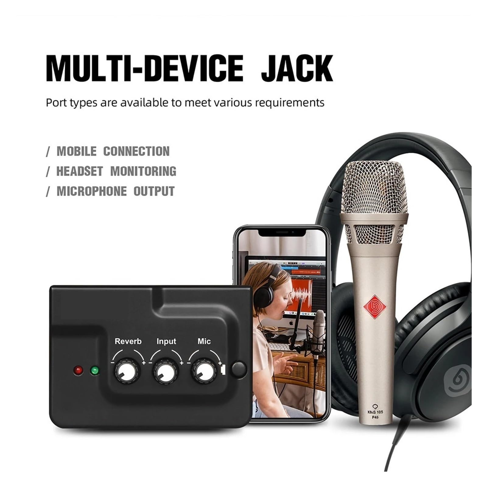 Mikser dźwięku, K3000 PRO Karta dźwiękowa do transmisji na żywo Mikser echa Interfejs zewnętrzny z Bluetooth wydajności instrumentu smartfonie