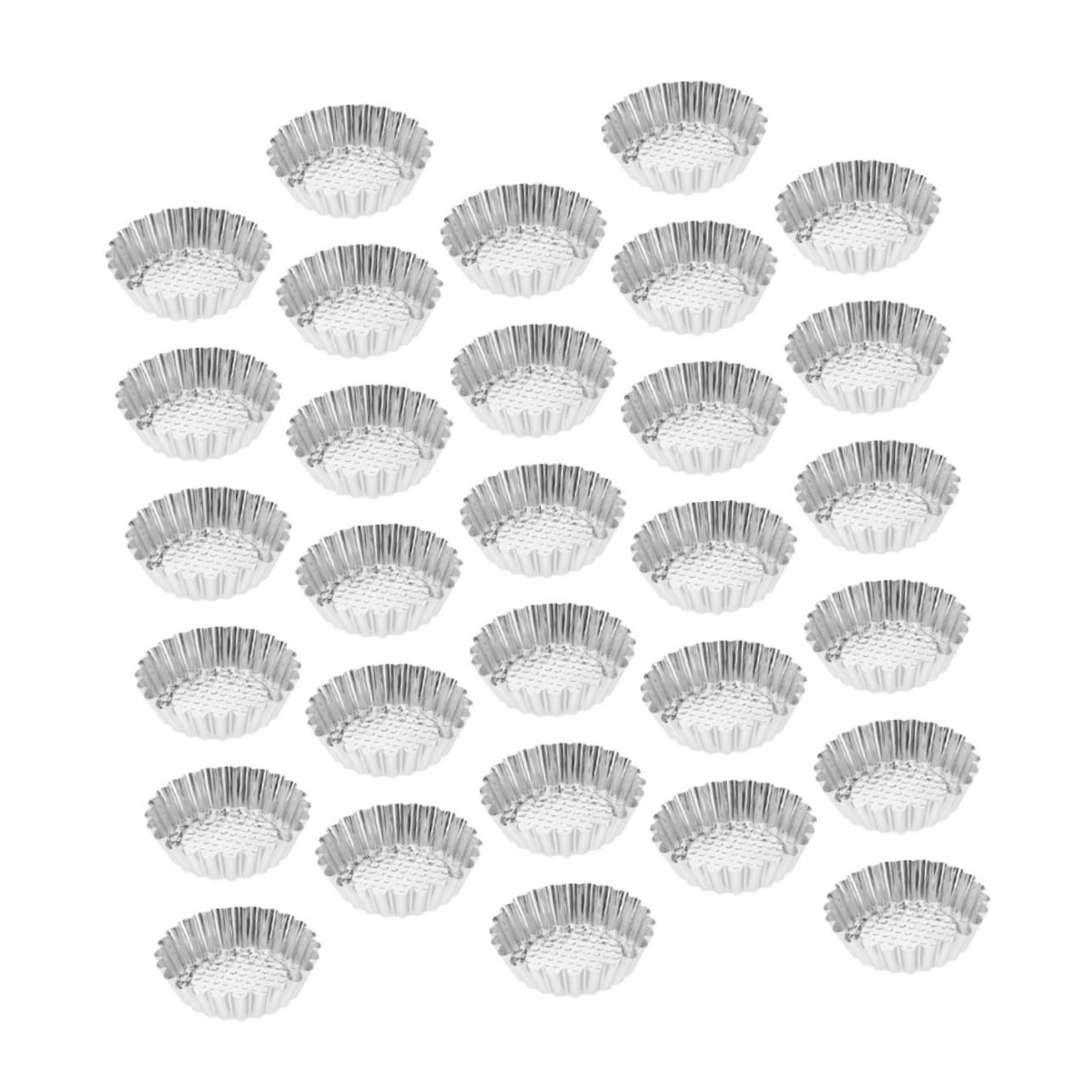 STOBAZA 30pcs Stainless Steel Tart Pans Round Fluted Egg Tart Molds for Baking Pastries Cupcakes Pies Non Stick Design for Professional and Home Bakers