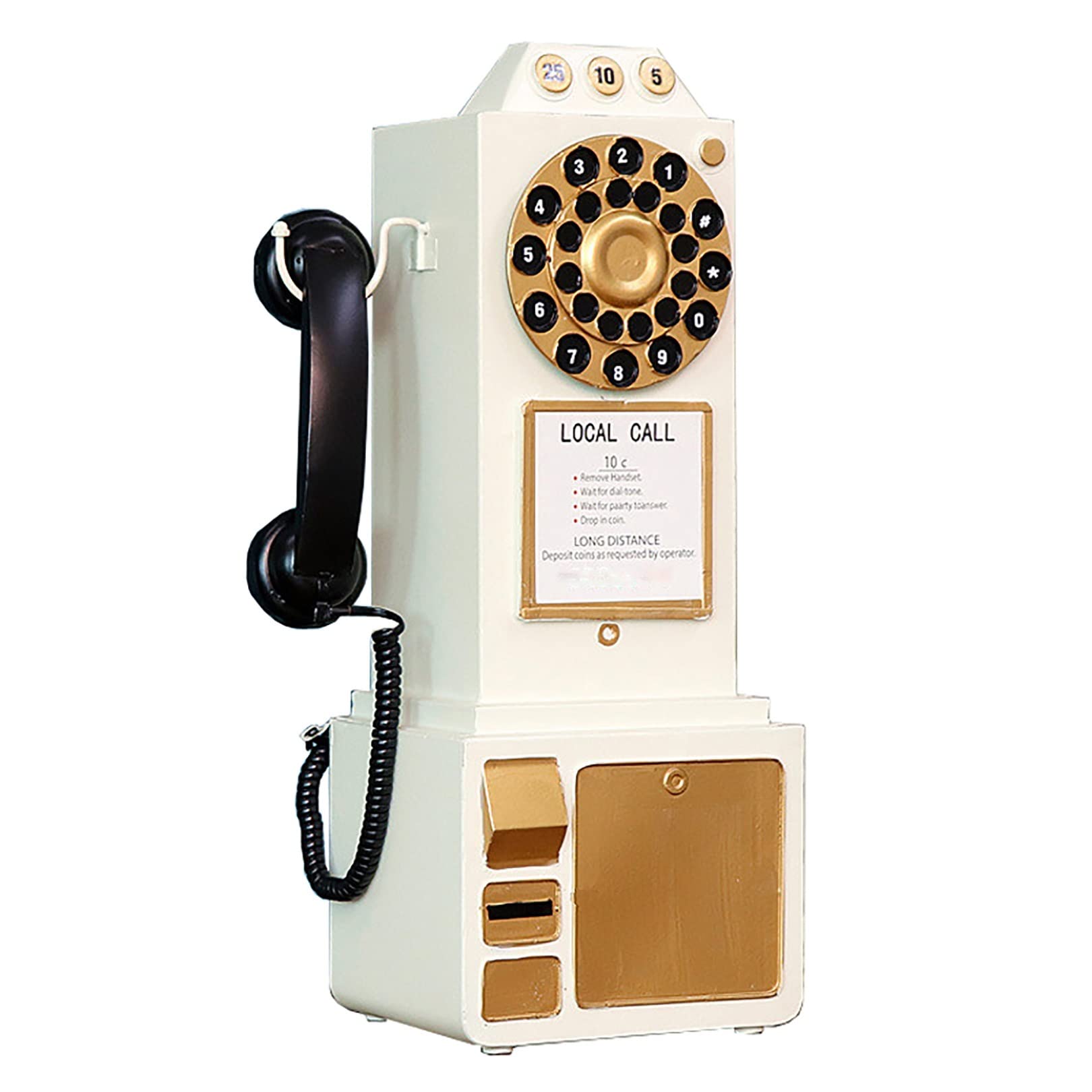 DIOB Telefoni Decorativi Modello Retro Telefono a Parete Decorazione Ornamento for Telefono da Ufficio con quadrante Rotante Vintage Antico (Color : White)
