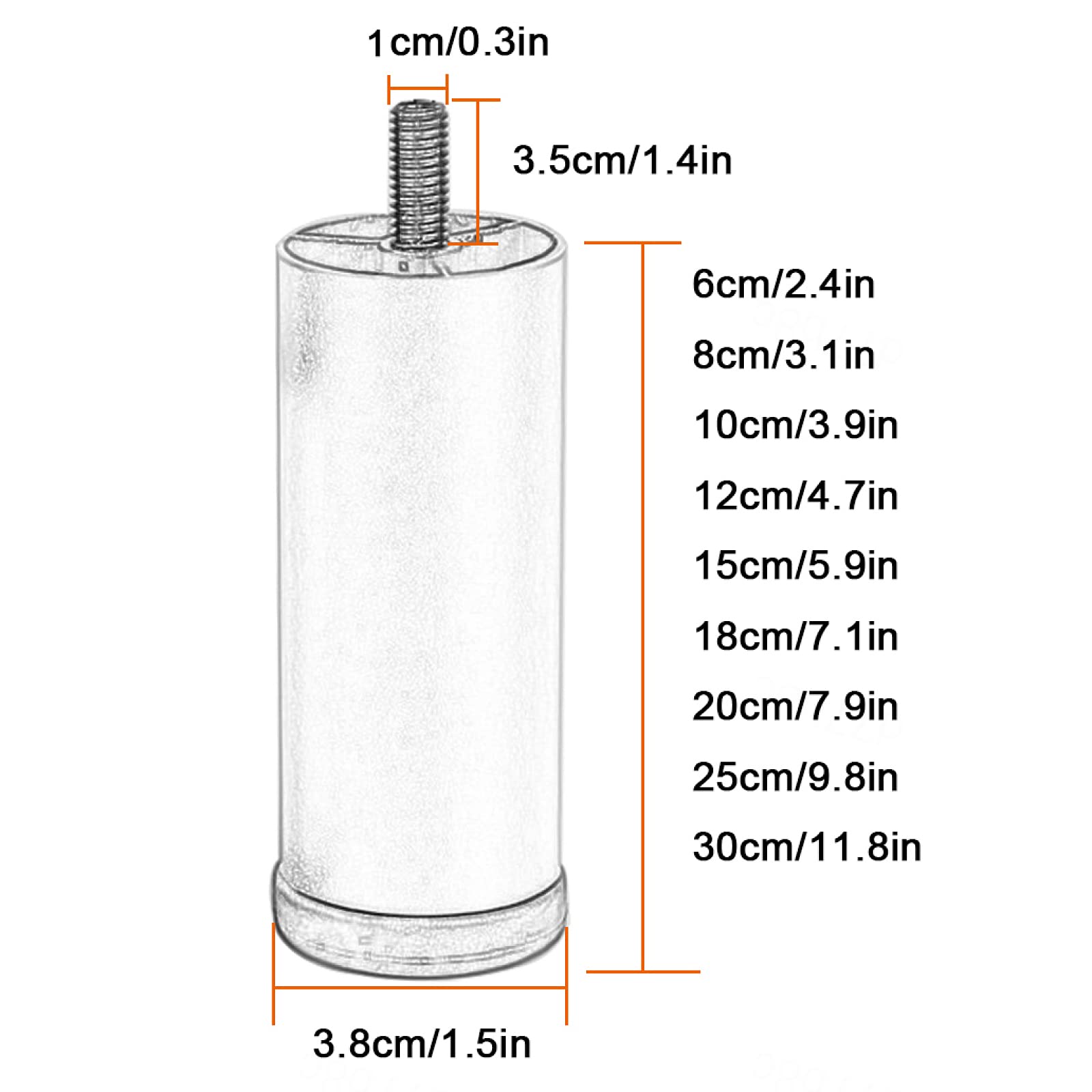 Nogi do szafek ze stopu aluminium, regulowane, do komody(Silver,12cm/4.7in)