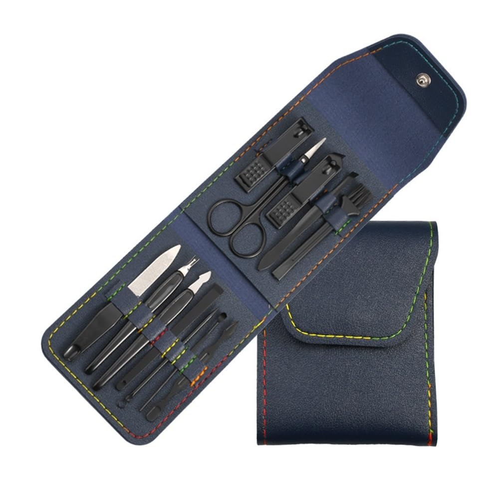 SBCGFY Nail Clippers, Professional 12pc Manicure Set, Grooming Kit Nail Kit,Blue