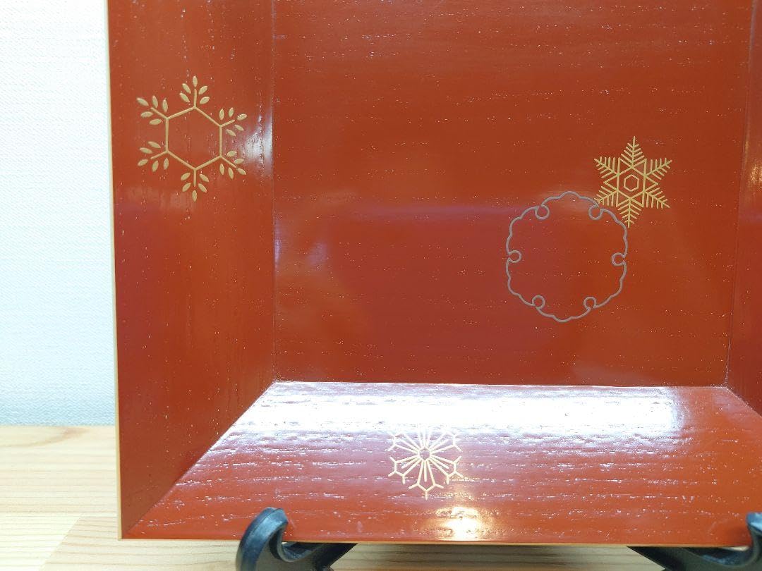 送料込【逢絢亭】茶道具 菓子器 竹張四方盆 雪花蒔絵 表千家流書付