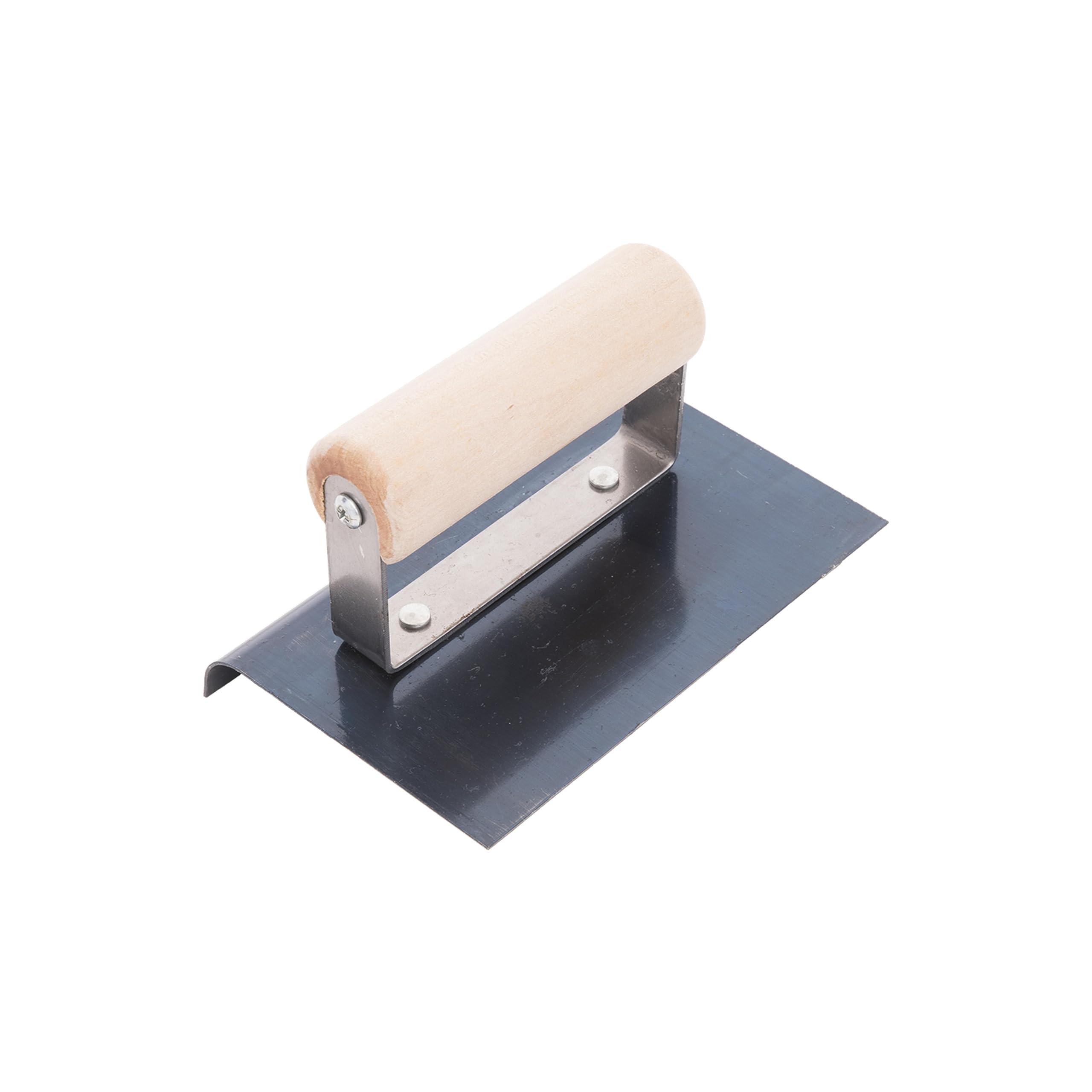 Frattazzo per bordi Marshalltown, R 3mm, L 10mm con manico in legno in acciaio blu, dimensioni cazzuola: 152x102 mm