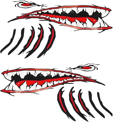 Miniatura 6 de MagiDeal 2 calcomanías impermeables para boca, ojo, kayak, pesca, barco, ventana, laptop, calcomanías